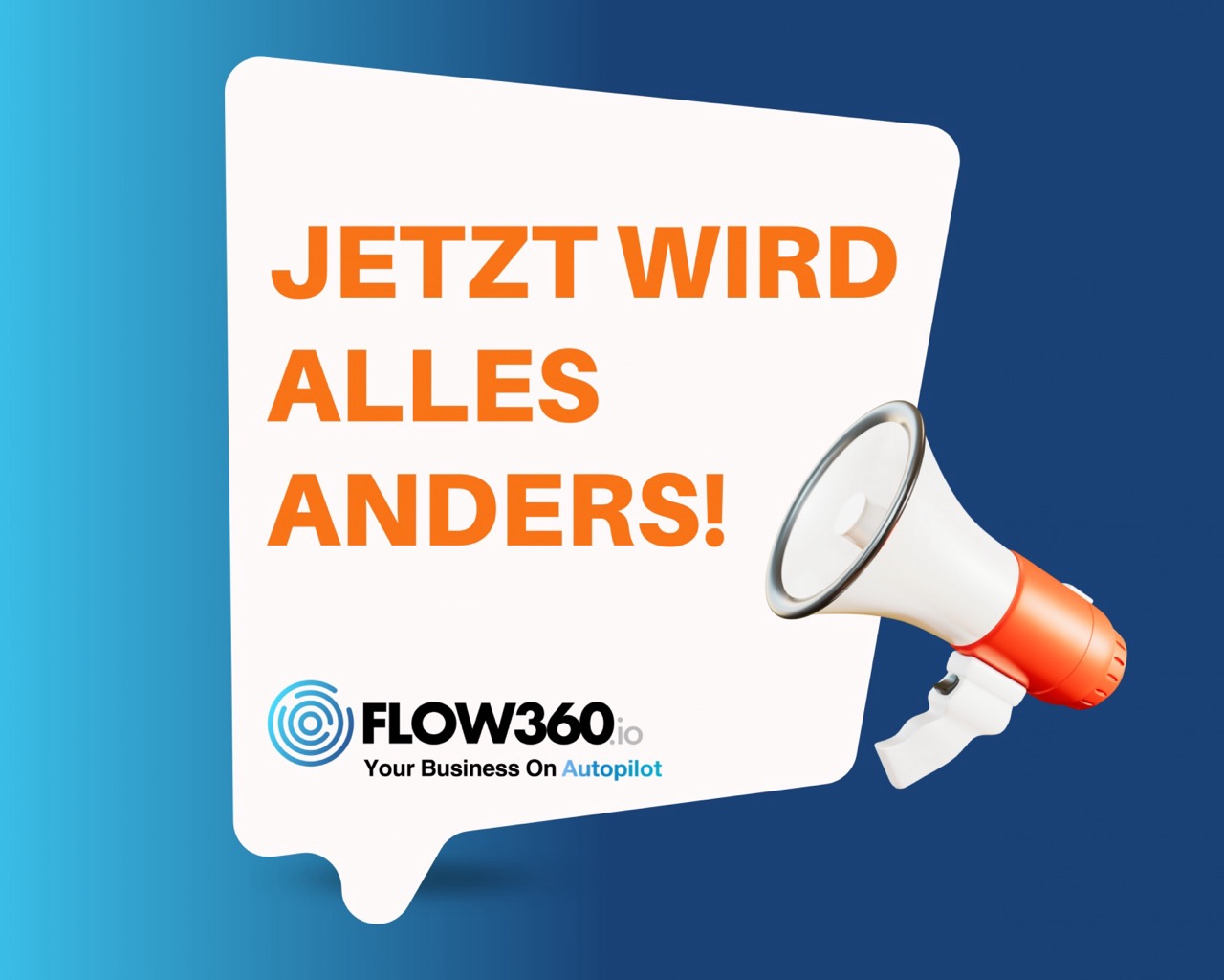 Ein Megafon und eine Sprechblase in der steht: Jetzt wird alles anders!